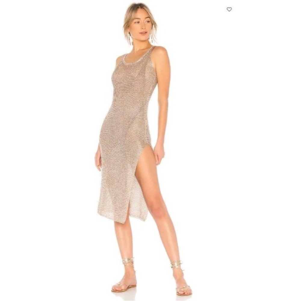 Brand New Lovers & Friends Metallic Midi Sleeveless
Fiona Dress Rose Gold